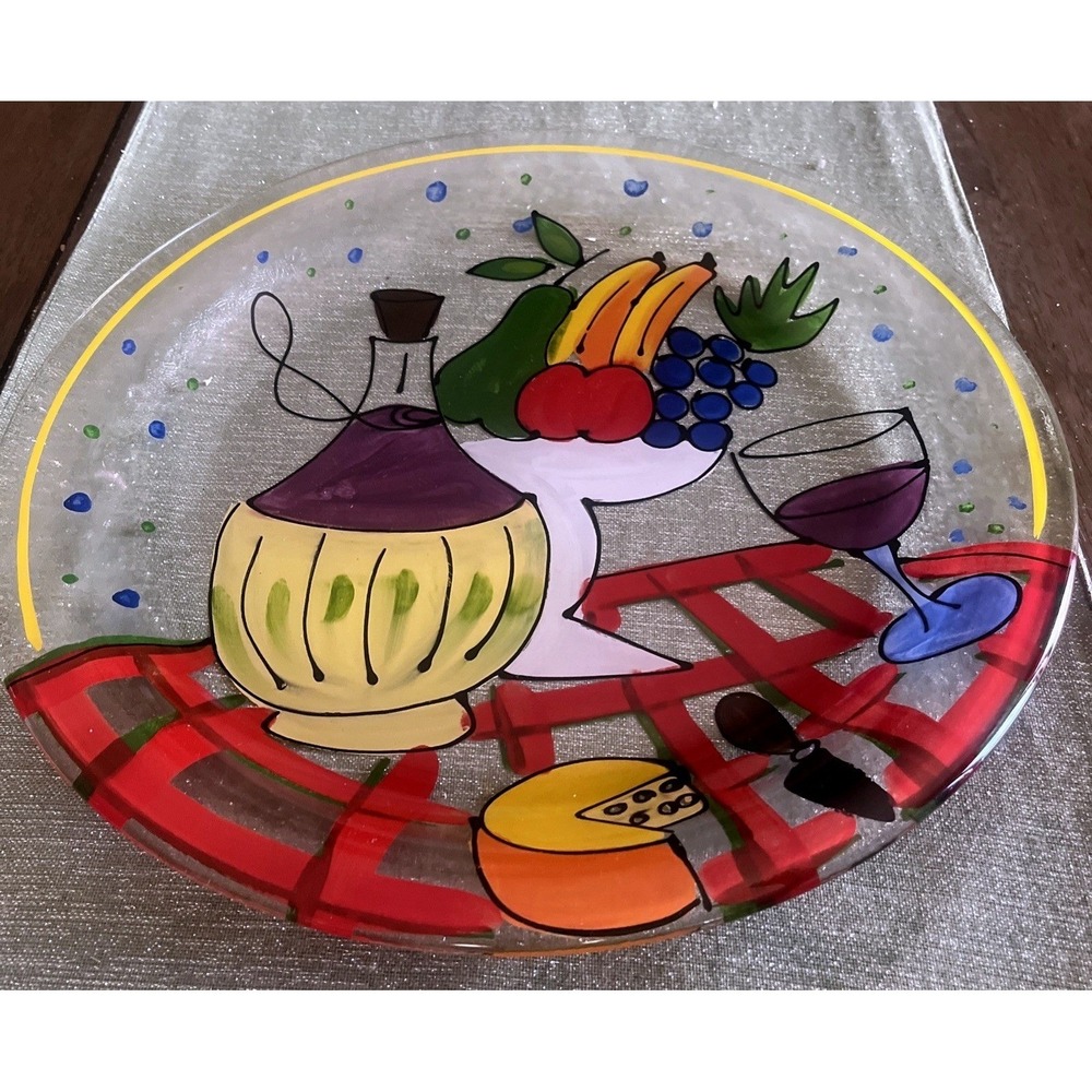 Splendido-Made In Italy-Plate 14.5" Wine Fruit Cheese-Hand Painted